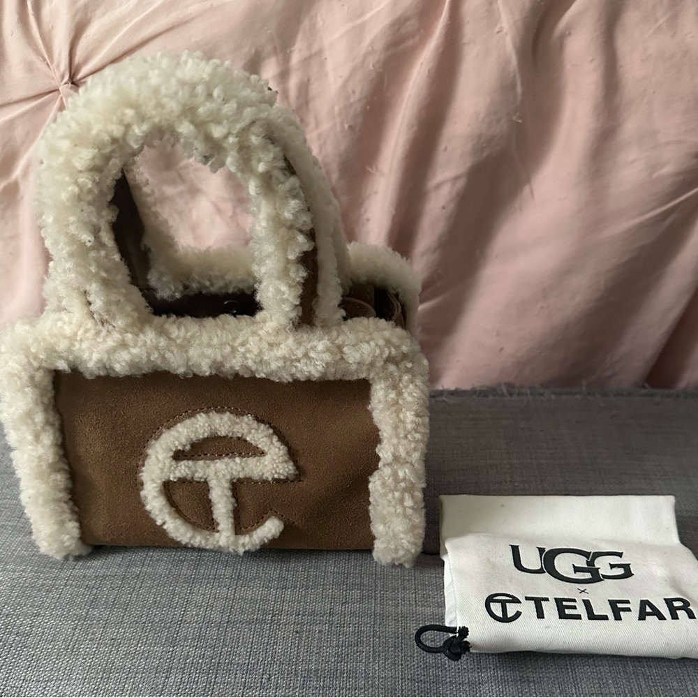Telfar x UGG Brown Shearling Mini Tote Bag